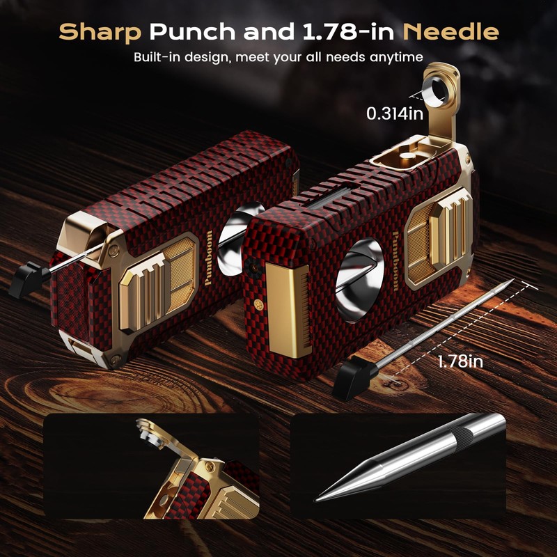 Torch Lighter, 5-in-1 Windproof Lighter with V Cutter, Punch, Needle,