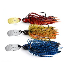 MadBite Bladed Jig Fishing Lures, 3 pc Multi-Color Kits, Irresistible Vibrating Action, Sticky-Sharp Heavy-Wire Needle Point Hooks, Popular 1/2 oz Sizes, Includes Storage Box, Muddy Water
