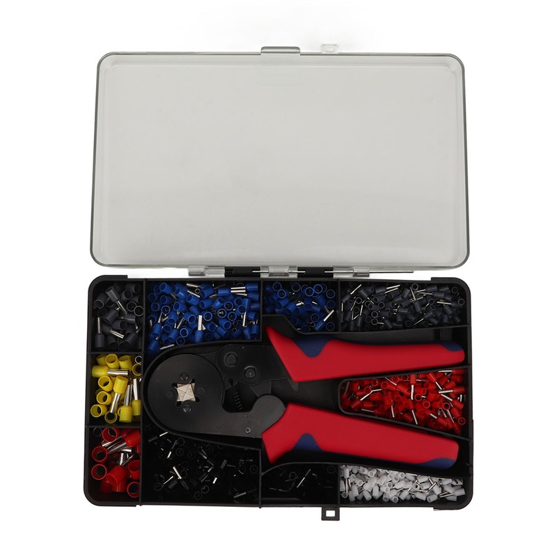 1201Pcs Electrical Wire Terminal Set Cold Pressed with Red Plier