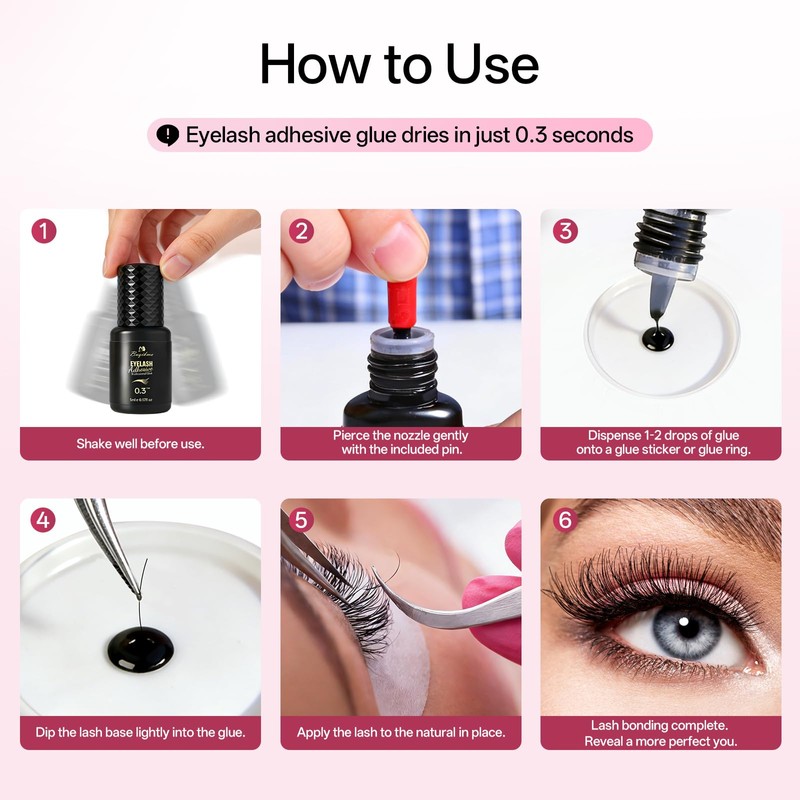 Buqikma Professional Lash Extension Glue 5ml, Black