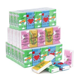 40 Pack Bible Tissues Travel Size Bulk,4 Ply Paper Facial Mini Pocket Tissues Travel Packs Bulk with Bible Verse 400 Sheet Individual Christian Tissue for Church,Wedding,Homeless Gifts(Mixed Color)