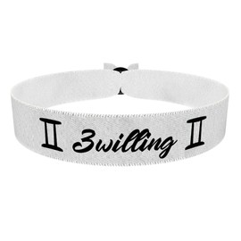 Zwilling Sternzeichen Text weiß Stoffarmband - Satin Armband - wasserfest & langlebig - Geschenkidee für Zwillinge - astrologisches Armband - personalisiertes Armband - modisches Accessoire