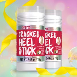 Onyx Professional Cracked Heel Repair Balm Stick for Dry Cracked Feet Treatment, Coconut Scent, 2 pack - Moisturizing Foot Balm, Rolls On, No Mess Like Foot Cream or Foot Lotion, Heel Treatment