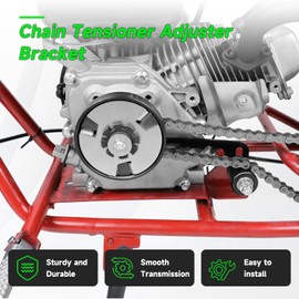 XIKOBY Mini Bike Chain Tensioner Adjuster Bracket & 420 Chain 132 Links Compatible with Coleman CT200U BT200X CT200U-EX Predator 212cc 196cc 6.5HP Mini Bike Parts with Master Link 8mm Chain Roller