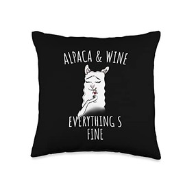 Wein Geschenk für Frauen I Freundin zum Geburtstag Funny Alpaca Lama Glass Vino Saying Wine T-Shirt Throw Pillow, 16x16, Multicolor