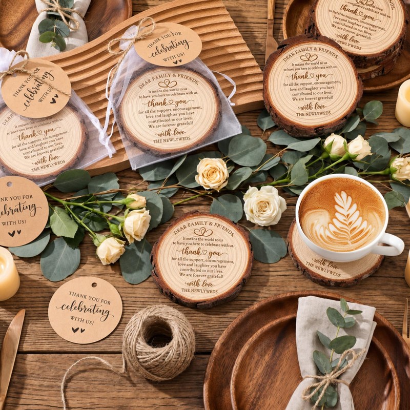 50 Sets Wedding Favor Gift for Guest Natural Pine Wood