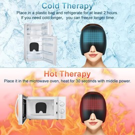 Gorro para Migraña,Gorra Frío para Aliviar El Dolor de Cabeza,Reutilizable, Compresas Frías y Calientes para Aliviar Eficazmente la Presión en los Ojos y la Cabeza (Negro)