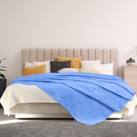 Oakias 100% Cotton Blanket Queen Blue - 350 GSM 90 x 90 Inches Soft Thermal Blanket Queen Size - Throw Blanket Lightweight, Breathable & Durable Summer Blanket for Bed, Couches & Living room