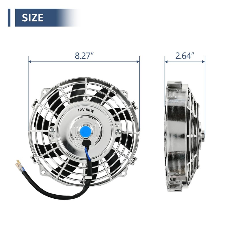 7 Inch Chrome Slim Push Pull Electric Radiator Cooling Fan