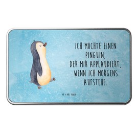 Mr. & Mrs. Panda Metal Tin Rectangular Penguin Marching Gift Storage Box Penguins Walking Lunch Box Brother Sister