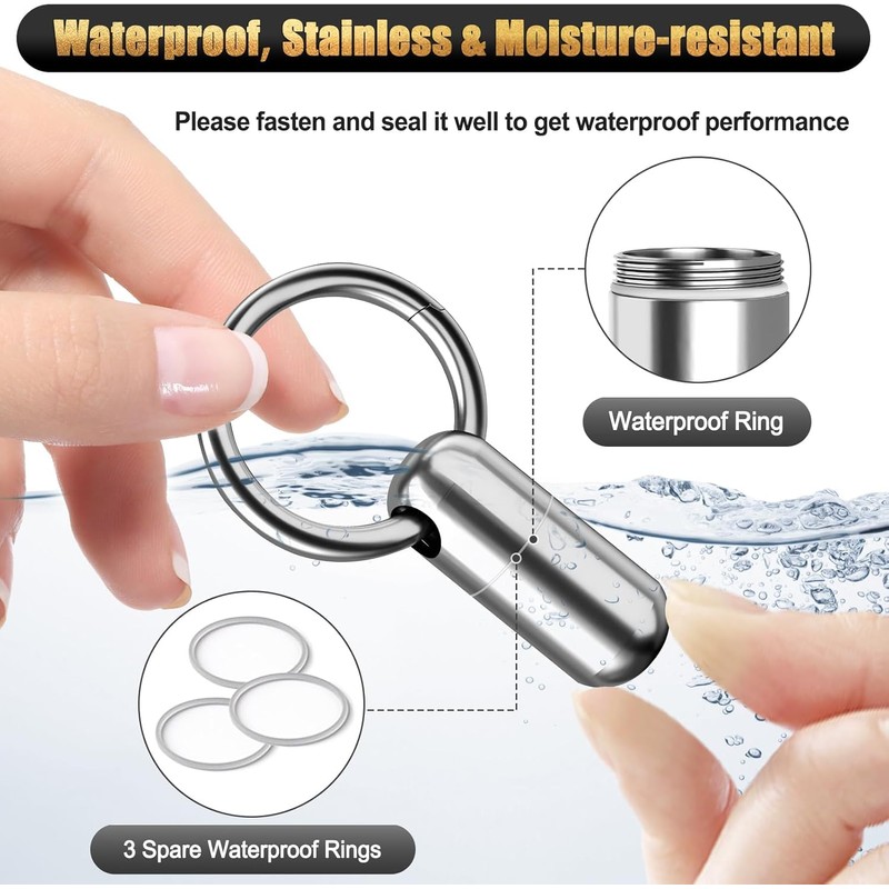 2-Be-Best Mini Pill Holder with Keychain, Titanium Alloy Pill Container