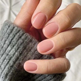 Pink Press on Nails Short Square Fake Nails Nude False Nails Solid Color Acrylic Nails Press ons Full Cover Glossy Glue on Nails Artificial Nails Stick to Nails for Women Nails Decorations 24 Pcs