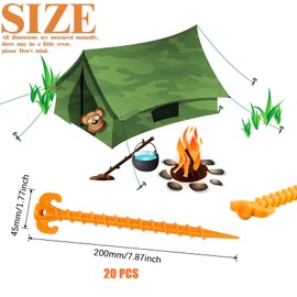 xianzhanEU Pack of 20 Camping Tent Pegs, 20 cm Plastic Tent Nails for Camping, Rain Tarpaulins, Hiking, Gardening, Outdoor, Beach, Caravanning, Yellow