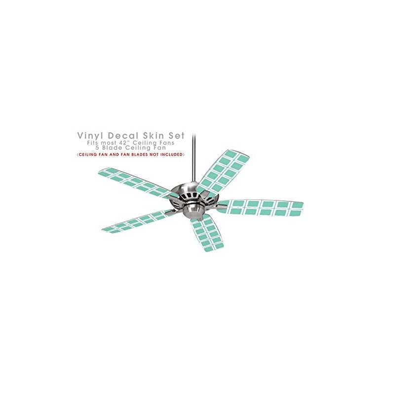 Squared Seafoam Green - Ceiling Fan Skin Kit fits most