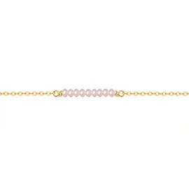 DeScount Dainty Rose Opal Crystal Bracelet,18K Gold Plated Minimalist Charm Beaded Bracelet,Crystal Bar Bracelets for Women