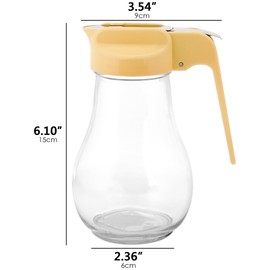 DODAMOUR 13.5 Oz Syrup Dispenser, No-Drip Pourers for Maple Syrup, Oil Dispenser Bottle with Non-Slip Handle, Honey Jar & Sirop Container, Reusable Syrup Bottle for Kitchen (Yellow)