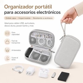 Bolsa de Almacenamiento para Accesorios Organizador Portátil Organizador de Doble Capa con Material Impermeable Resistente Arañazos para Cables USB Au