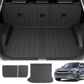 powoq Cargo Mat Compatible with 2022-2024 Hyundai Ioniq 5 Backrest Mat Trunk Mat TPE Cargo Liner Replacement for 2022 2023 2024 Hyundai Ioniq 5 Accessories (Trunk Mat+Backrest Mat)