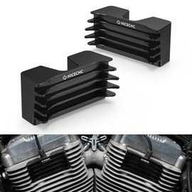 NICECNC Black Spark Plug Head Bolt Covers Finned Spark Plug Cover Aluminium CNC Compatible with Harley Forty Eight XL1200X 2010-2022, Sportster 1200 Custom XL1200C 2004-2019, See Fitments