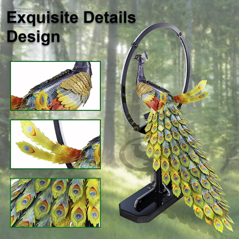 Piececool 3D Puzzles for Adults, Gorgeous Peacock 3D Metal Model