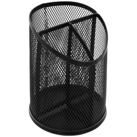 Merangue Mesh Pencil Cup, 3-Compartment, 4-1/4" D x 5-3/4" H, Black