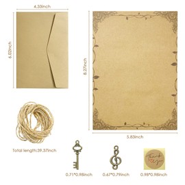 Mililanyo Vintage Paper and Envelopes 24 Sheets of Antique Looking Papers & 12 Antique Style Envelopes Classic Aged Paper Design 6 Unique Design- Vintage Printing Paper, Vintage Writing Paper