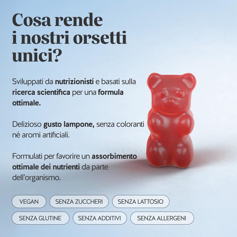 Gummies Concentrazione & Vitalità – Ginseng, Ginkgo, L-Teanina, Vitamine B6,