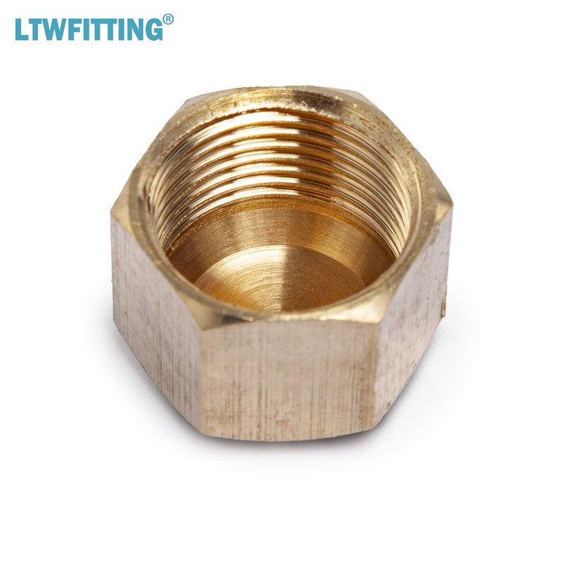 LTWFITTING 1/2-Inch Brass Compression Cap Stop Valve Cap,Brass Compression Fitting(Pack