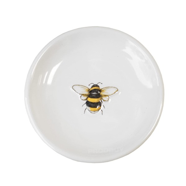9.2cm Bumble Bee Happy Round Ceramic Tea Bag Tidy Holder Teabag Spoon Rest