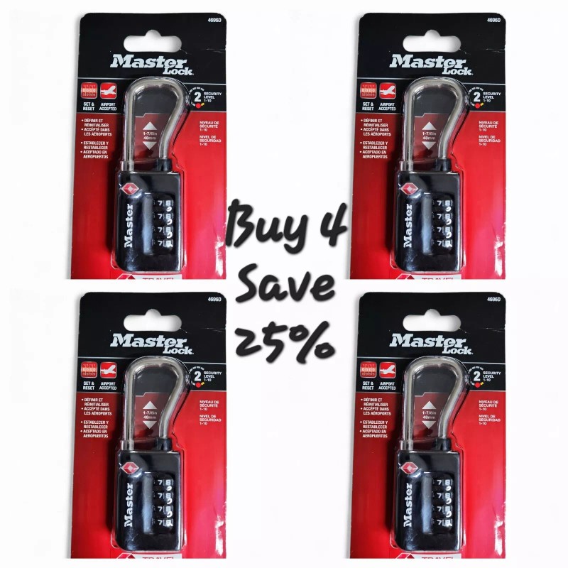 Master Lock Tough Travel Luggage Lock Resettable Combination TSA Approved