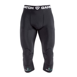 Gamepatch 3/4 Tights with Knee Padding | Shock Absorbing Technology for Knee & Joint Protection | Men Women Kids, Black, Size M