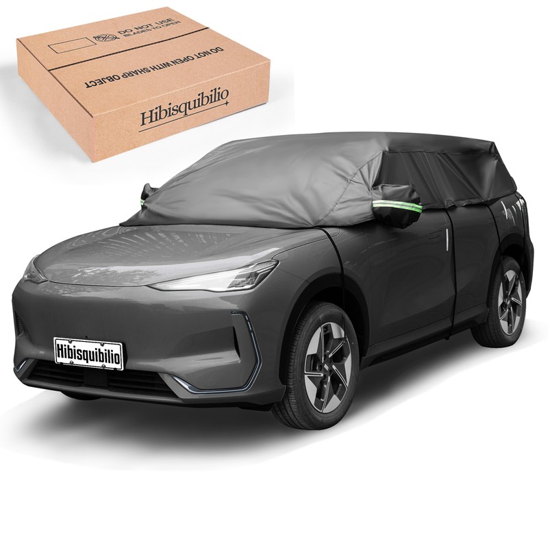 HIBISQUIBILIO UV Resistant Winter Windshield Cover with Reflective Straps –