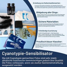 Cyanotype Kit, Cyanotype with Cyanotype Paper with 12 Tools, 50 ml x 2