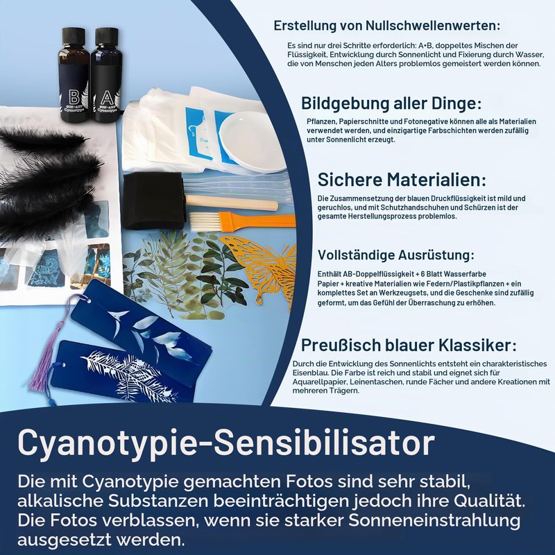 Cyanotype Kit, Cyanotype with Cyanotype Paper with 12 Tools, 50