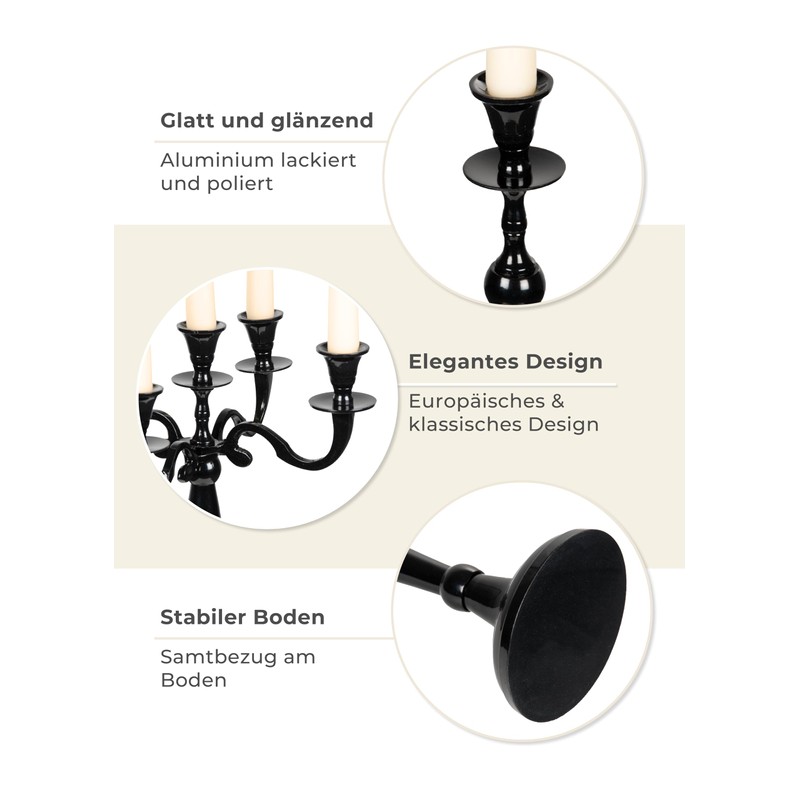 Gräfenstayn® Candlestick 1-, 3- or 5-Arm Candlestick - Various Sizes