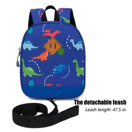 JinBeryl Toddler Backpack with Leash for Boys or Girls, Mini Size, Dinosaur Blue