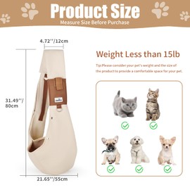 Wakytu Dog Sling Carrier for Small Dogs - Front Dog Carrier with Adjustable Strap - Hands Free Pet Papoose Bag for Chest - Suitable for Puppy, Small Dogs, and Cats for Outdoor Travel,15 lbs