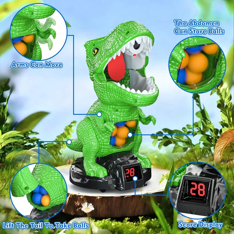 Cooldele Dinosaur Shooting Toys for Kids 3-6, Movable Target Shooting