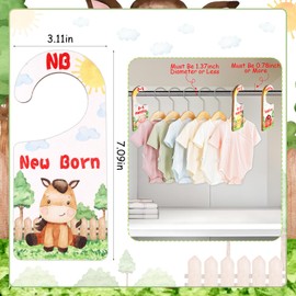 CORNER LACE Baby Closet Dividers 8PCS, Farm Animal Theme Wooden Double-Sided Clothes Size Hanger Organizer from Newborn to Toddler for Nursery Decor Baby Shower Birthday Gift