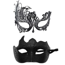 Carnival Masque - 2X Vintage Face Covers,His and Hers Masquerade Masques Set, Costume Accessories for Prom Ball Carnival