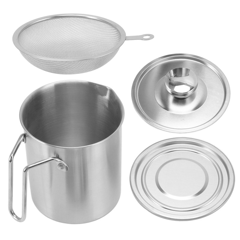 Bacon Grease Container Stainless Steel High Temperature Resistance Oil Strainer