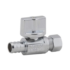 1/4 Turn Straight Stop Valve ,3/8-in Compression x 1/2-in PEX Straight Lead Free Brass Chrome Plated Shut Off Valve for Faucet or Toilet Installation (2-Pack)