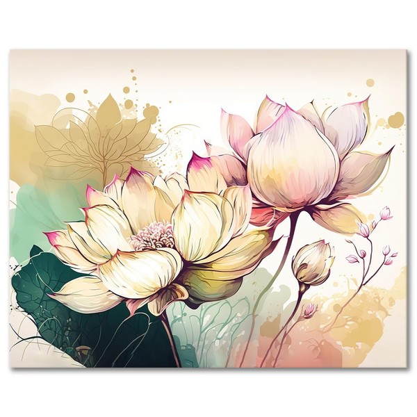 TISHIRON Lotus Paint by Numbers for Adults Flowers DIY Adult
