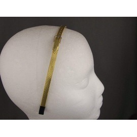 Gold Faux Leather Snake Lizard Skin Thin Skinny Narrow Headband Buckle 1/4" Wide Girls Headbands For Women