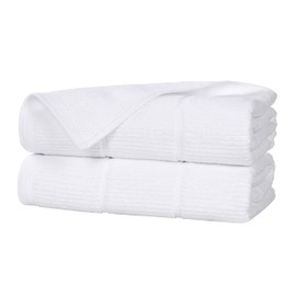 Superior Milo Smart Twist Viscose Cotton Blend Medium Weight Bath Sheets, for Guest Bath,V Bathroom, Spa, Quick Dry, Ultra-Soft Towels, Essentials, Ribbed Design, Oversized Towels, Set of 2, White