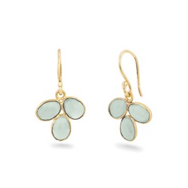 Petal Shape Earrings: Isla Vurma, Gold, Chalcedony, moonstone peach and jade