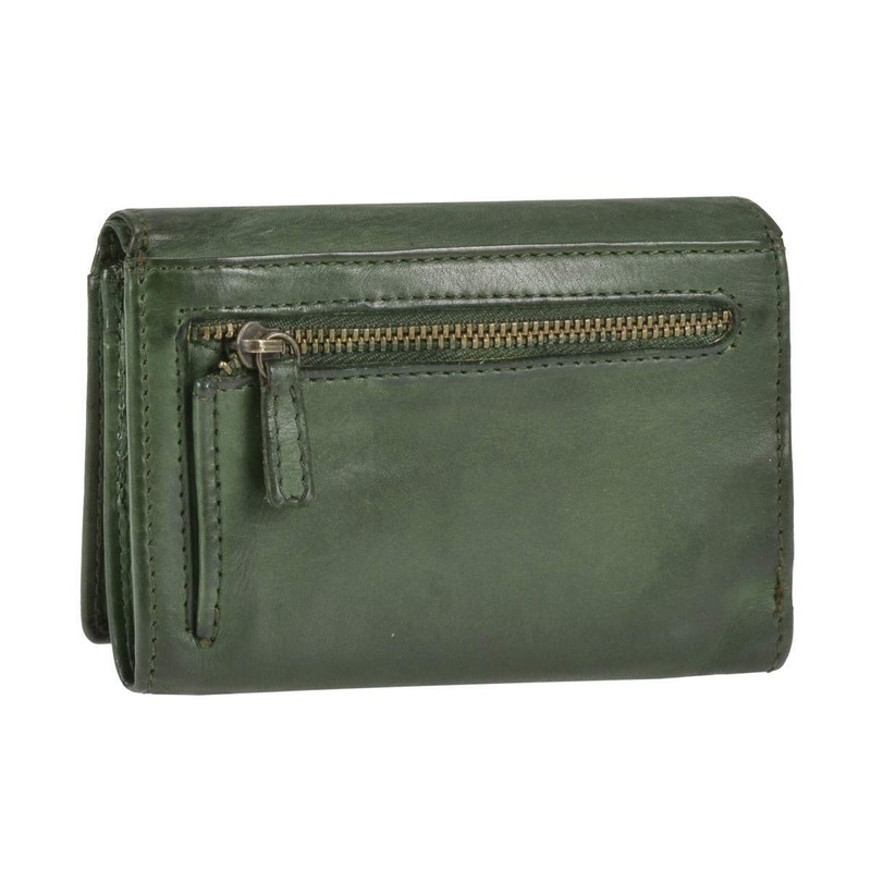 Bear Design Women's Wallet Leather 9 Card Slots Olive Green