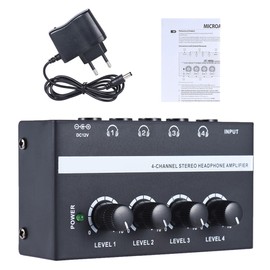 HA400 Ultra-compact 4 Channels Mini Audio Stereo Headphone Amplifier with Power Adapter