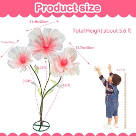 Jxcnkiy Giant Flowers Decorations, Large Wedding Artificial Silk Flower with Standing Base for Valentine Reception Banquet Outdoor Ceremony Party Church Floral Backdrop 3pc (Red)