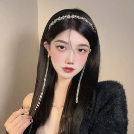 E EMZHOLE Wedding Butterfly Headband Head Chain Silver Tassel Hair Hoop Band Hair Vine Vintage Decorative Headwear Headpieces Hair Accessories for Women and Girls Headdress (03)